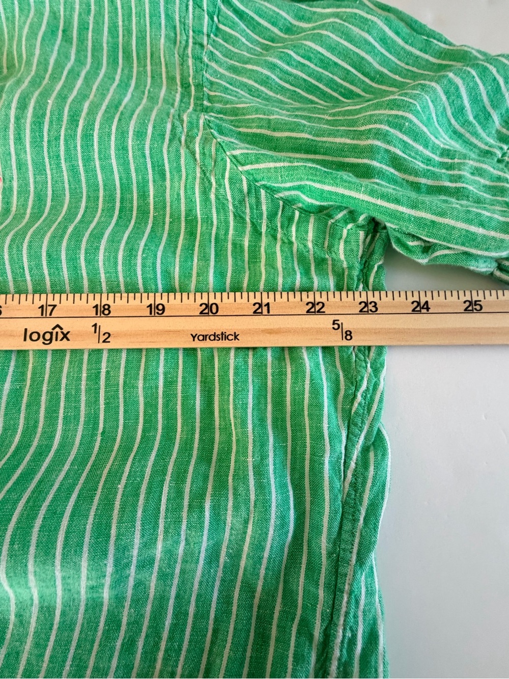 Ralph Lauren Green & White Striped Linen Shirt - Picture 4 of 7
